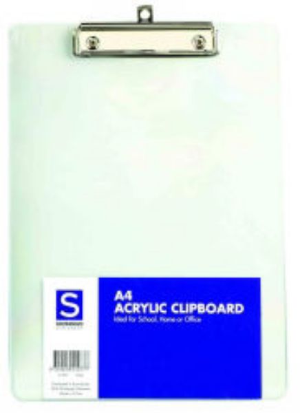 Picture of CLIPBOARD STAT A4 ACRYLIC CLEAR