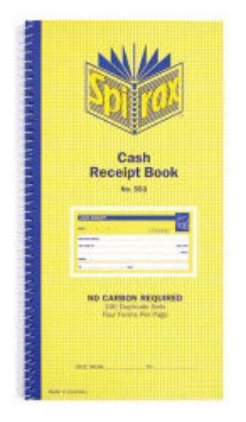 Picture of CASH REC BOOK SPIRAX 553 DUP C/LESS 4TV