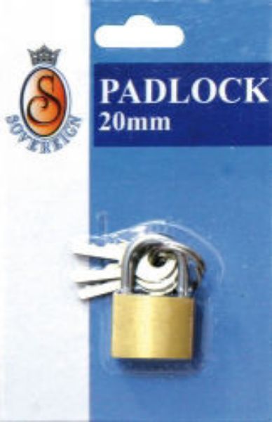 Picture of PADLOCKS BRASS SOVEREIGN 20MM B/CRD