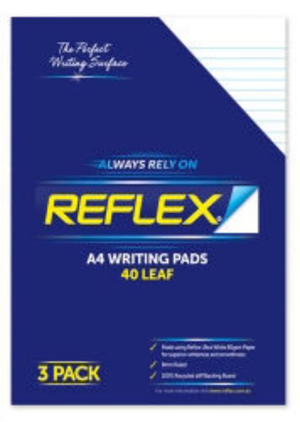 Picture of WRITING PAD REFLEX A4 8MM RULED 40LF PK3